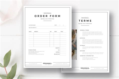Product Order Form And Terms Sheets Stationery Templates Creative