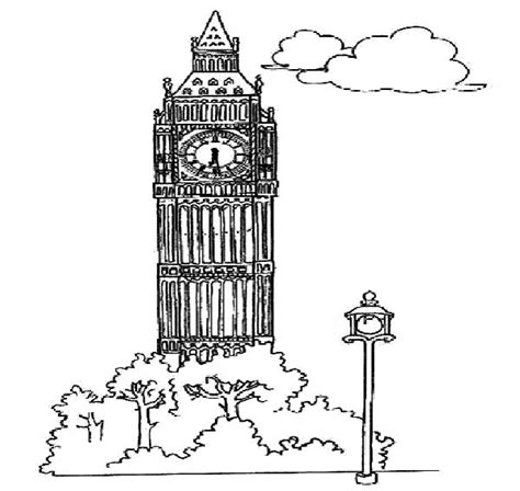 Learn drawing and coloring in our step by step video tutorials. London Clock Tower Proud of England Coloring Pages - NetArt