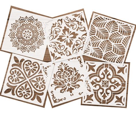Buy Pack Of 6 Reusable Stencils Set 6x6 Inch Laser Cut Painting