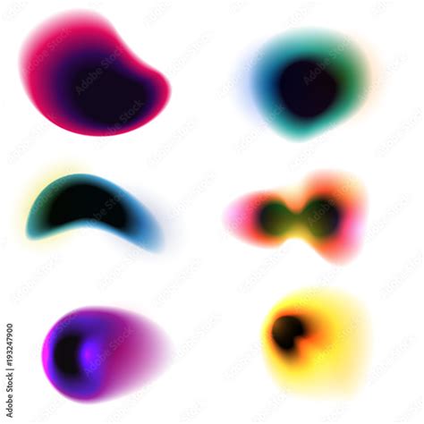 Set Of Abstract Vector Colorful Blurred Shapes Isolated On White