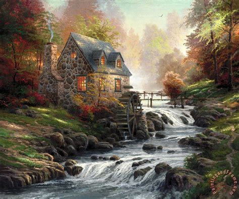 Our mission is to move our collectors by the perfect harmony of home, nature and light. Thomas Kinkade Cobblestone Mill painting - Cobblestone ...
