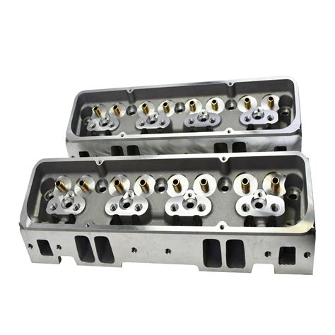 Sbc Small Block Chevy Gm Straight Plug Aluminum Cylinder Head Set 64cc