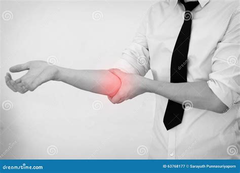 Office Man Touching Painful Elbow Stock Image Image Of Muscle