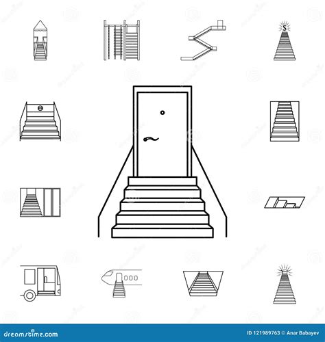 Staircase With A Door Icon Detailed Set Of Stair Icons Premium