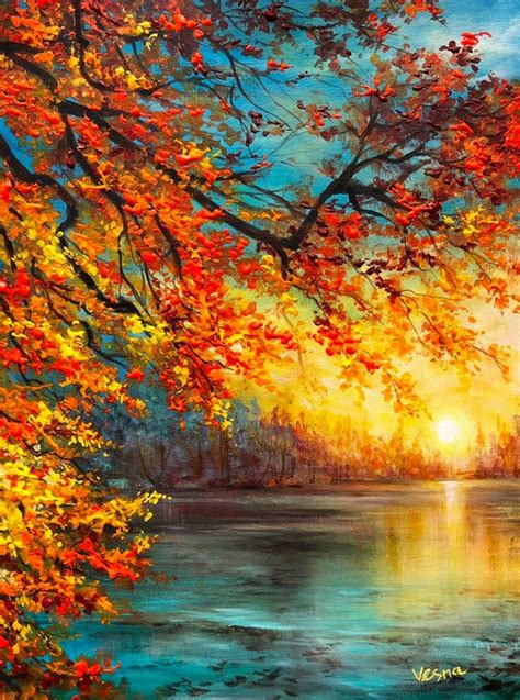 Fall Treasures Etsy In Fall Landscape Painting Autumn