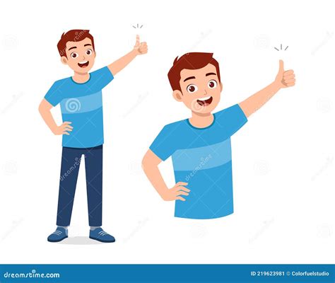 Young Good Looking Man Doing Thumb Up Pose Stock Vector Illustration