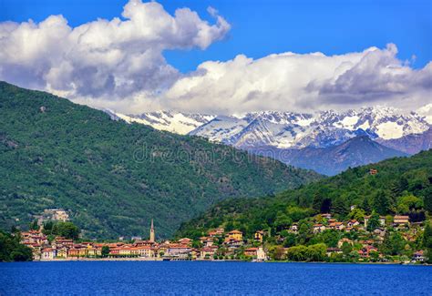 Mergozzo Town Lago Maggiore And Alps Italy Stock Image Image Of