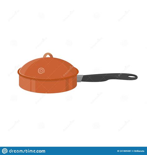 Detailed Saucepan With Lid Symbol Cartoon Style On White Kitchenware