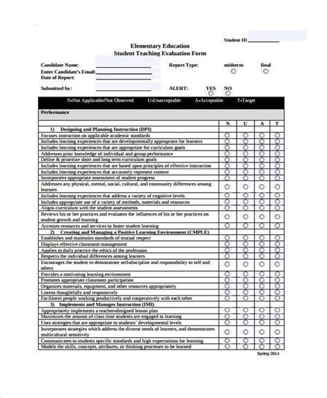 Free 10 Student Evaluation Forms In Pdf Ms Word