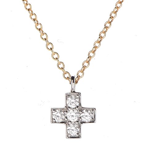 TIFFANY Platinum 18K Yellow Gold Diamond Cruciform Cross Pendant