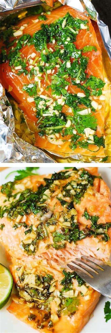 Thanks to julia for this amazing. Cilantro Lime Honey Garlic Salmon baked in foil | Fish ...