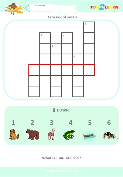 Look carefully at the all questions before put your answer, this quiz have 24 different questions. Crossword Puzzle Worksheet (Dog, Bear, Llama, Frog, Boat ...