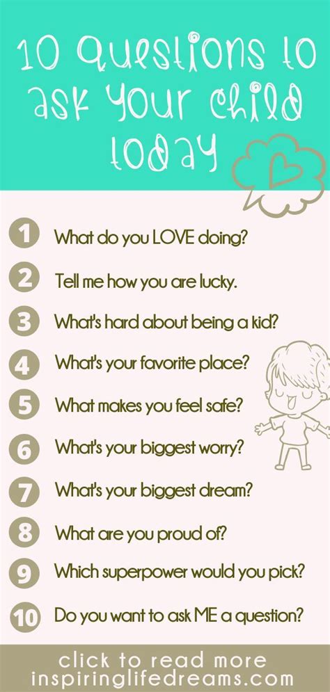 50 Questions To Ask Your Kids Today Parenting Infographic Parenting