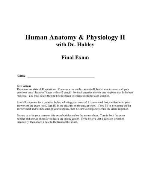 Final Exam Anatomy And Physiology 2 Anatomical Charts And Posters