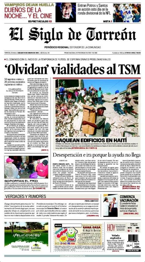 Periodico El Siglo De Torreon Mexico Periodicos De Mexico Edicion