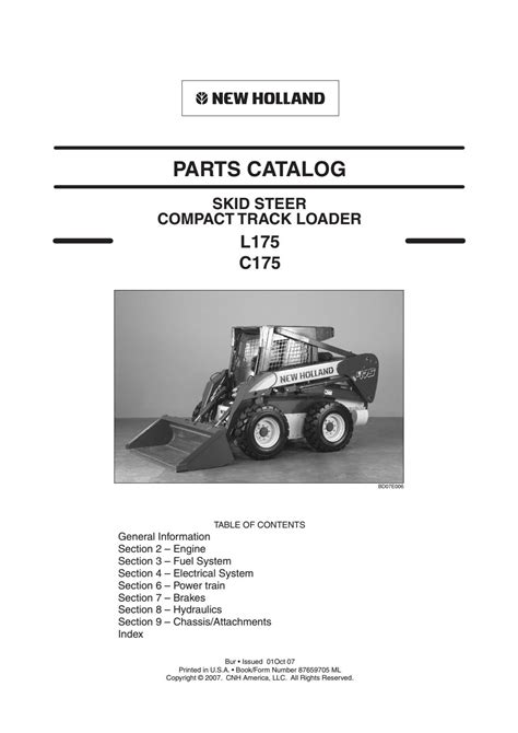 New Holland C175 Skid Steer Compact Track Loader Parts Catalogue