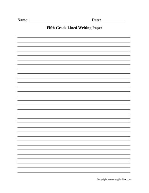 Lined Paper For Third Grade