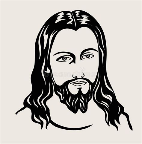 Jesus Christ Face Sketch Drawing Projeto Do Vetor Da Arte Ilustração