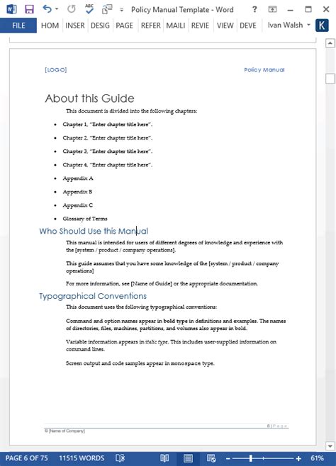 Policy And Procedures Manual Template My Software Templates