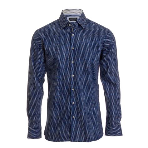 Blue Spot Shirt - Blue - Mens from Charles Hobson of Easingwold LTD UK