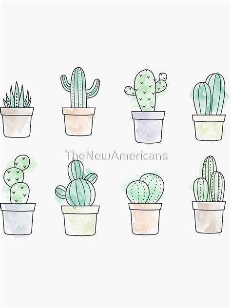 Watercolor Cacti Sticker For Sale By Thenewamericana Redbubble