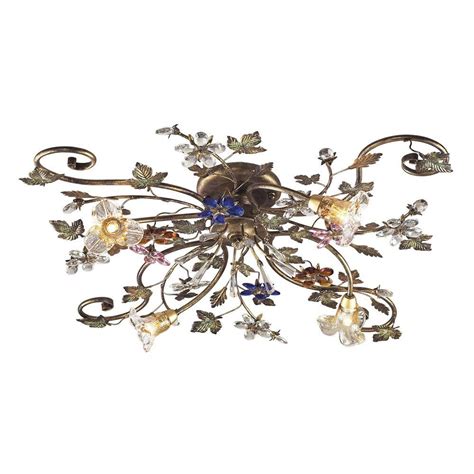 Engraved brass galleries lightly antiqued in french gold with chrome breathtaking beauty in a simply shaped flush mount, 8 light fixture. Titan Lighting Brillare 4-Light Bronzed Rust Ceiling Semi ...