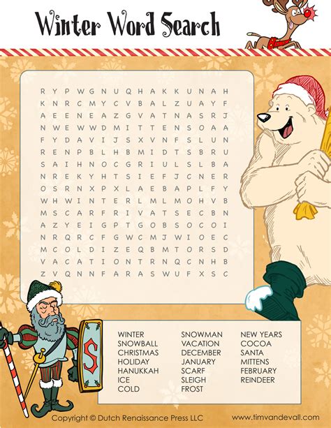 Winter Word Search Tims Printables