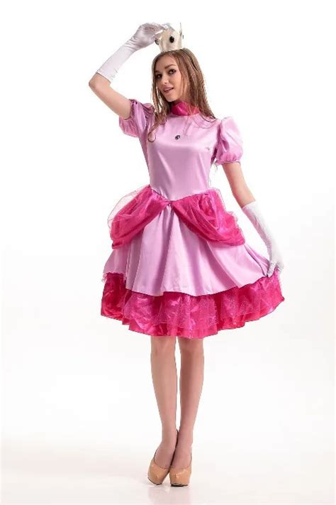 Deluxe Halloween Pink Princess Peach Costume Super Mario Sweet Princess Peach Cosplay Fantasia