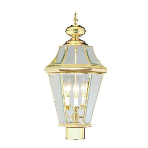The brass undergoes a special process to make it resistant to weather. Livex Lighting Providence 3-Light Outdoor Polished Brass ...