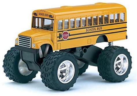 5 Kinsfun Yellow School Bus Big Wheel Monster Truck Diecast Model Toy