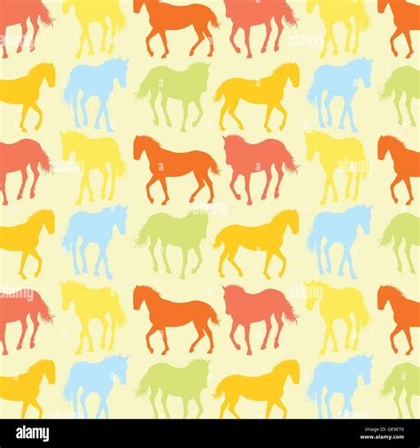 Horses Pattern Vector Background Wallpaper Concept Illustration Stock
