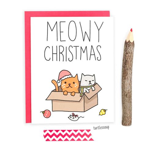 Cat Christmas Card Funny Cat Card Meowy Christmas Funny