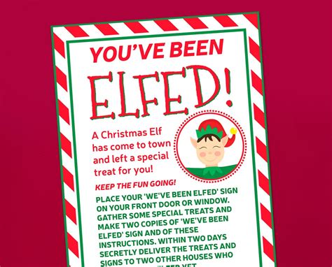 you ve been elfed elfed printables christmas printable etsy