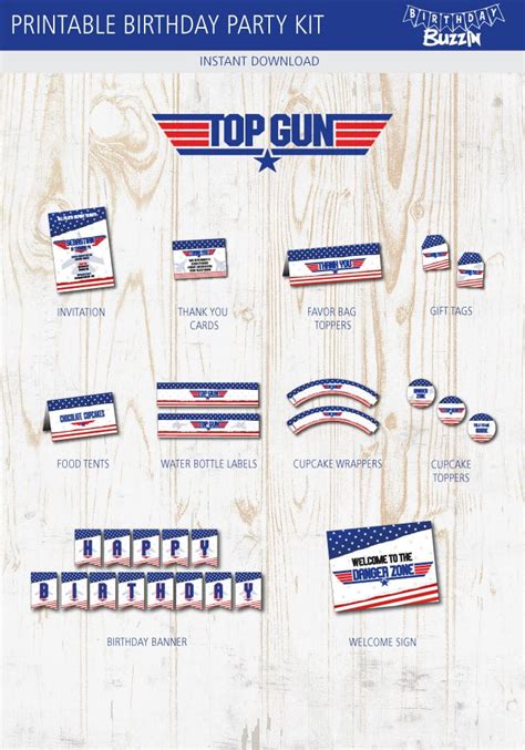 Top Gun Birthday Party Printables Kit Birthday Buzzin