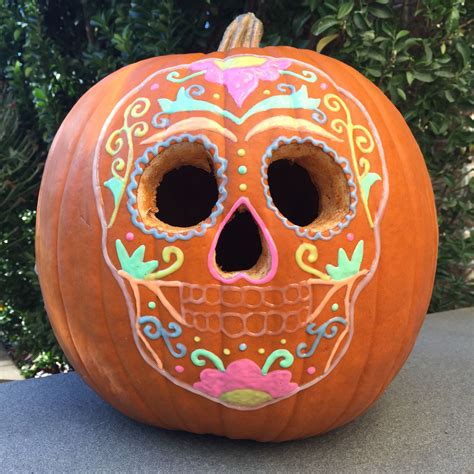 Halloween 2016 Sugar Skull Pumpkin I Made With Glow In The Dark Puffy