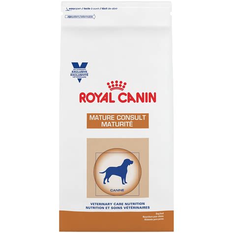 The company has more than 200 formulas on the market, which lets owners find dry and wet pet food for a variety of dog and cat breeds and sizes. Royal Canin Veterinary Diet Mature Consult Dry Dog Food ...