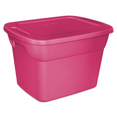 8 Pack Plastic Tote Box 18 Gallon Pink Stackable Storage Bin Container