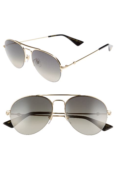 gucci polarized brow bar aviator sunglasses 57mm in gold modesens