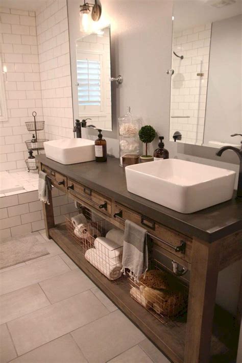 Craftsman style bathroom designs feature rich custom wood vanities, handcrafted stone or woodwork, beautiful tile and elegant lighting. 35 Best Rustic Bathroom Vanity Ideas and Designs for 2020