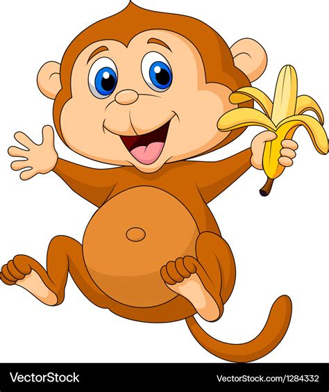 Two Cartoon Monkeys With Bananas