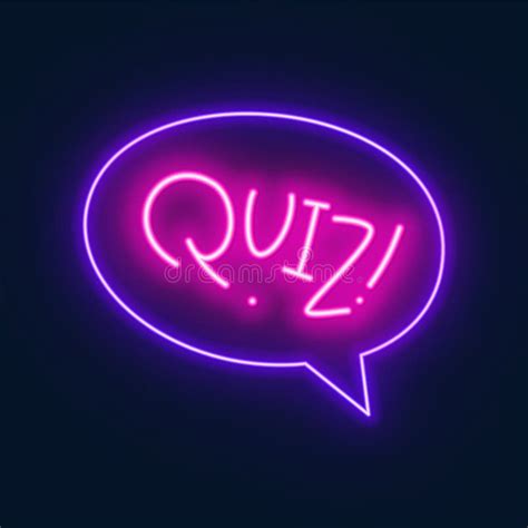 Neon Quiz Sign In Speech Bubble On Dark Background Stock Vector