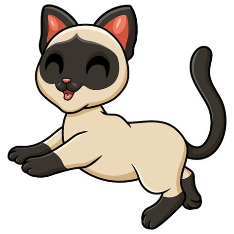 Desenho de gato siamês fofo andando Vetor Premium