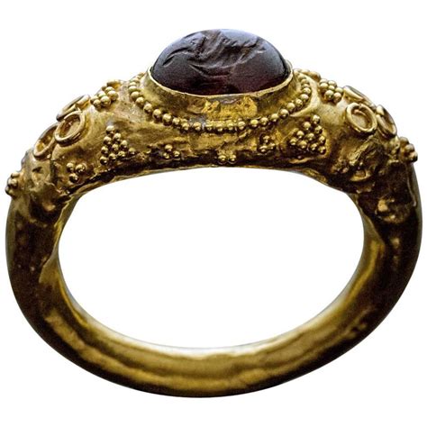 Ancient Roman Garnet Intaglio Gold Ring Ancient Roman Jewelry