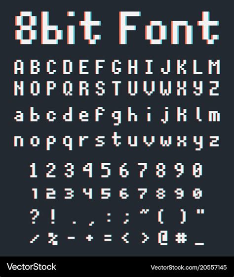 Pixel Font Alphabet Letters And Numbers Retro Vector Image