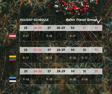 Baltic Travel Group Holiday Schedule Baltic Travel Group