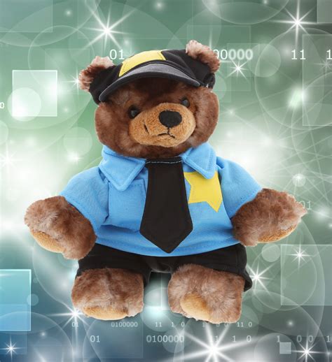 Dollibu Sitting Grizzly Bear Police Officer Plush Toy Super Soft Bear