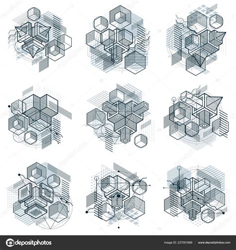 Lines Shapes Abstract Vector Isometric Backgrounds Layouts Cubes