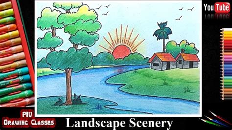 See more ideas about drawing competition, drawing for kids, poster drawing. How to draw Simple Scenery For Kids I Landscape Nature ...