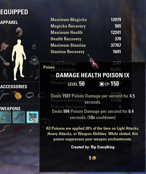 Eso Damage Health Poison Ix Recipe