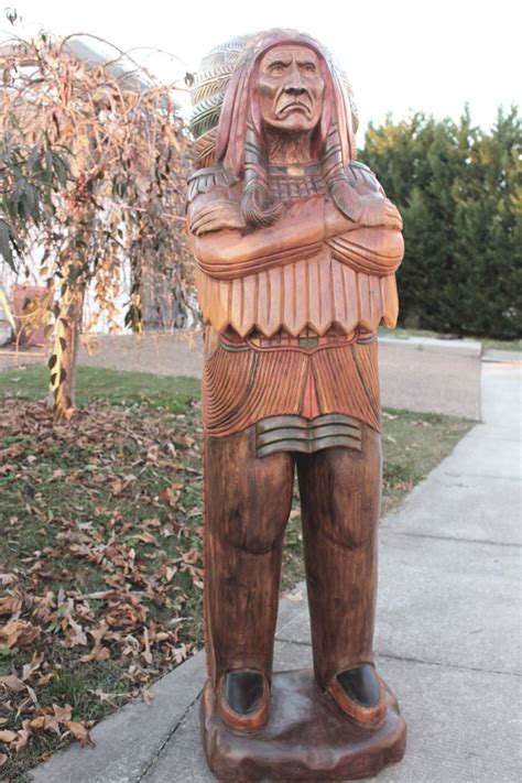 Wooden Native American Indian Chief Life Size Hand Carved Scupture